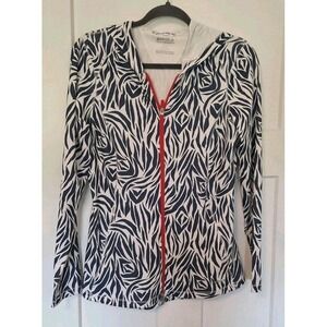 Annika Cutter & Buck Women's Size S/P White Blue  Full Zip  Golf UPF 50 Jacket